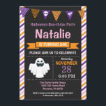 Halloween Birthday Party Invitation<br><div class="desc">Halloween Birthday Invitation. Halloween Birthday Invitation. 1st first birthday halloween party invite. 1st 2nd 3rd 4th 5th 6th 7th 8th 9th 10th 11th 12th 13th, Any Ages. Boy or Girl Bday Bash Invite. Chalkboard. Halloween Boo-thday Party. For further customisation, please click the "Customise it" button and use our design tool...</div>