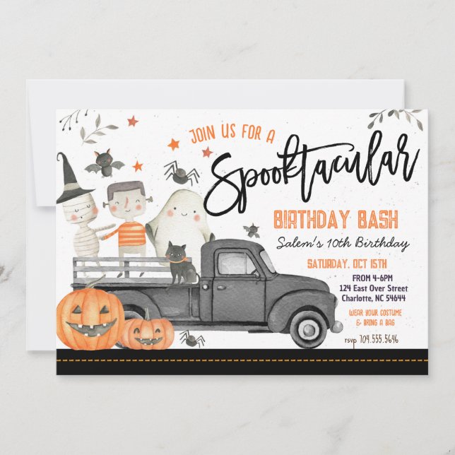 Halloween Birthday Party Invitation,  Invitation (Front)