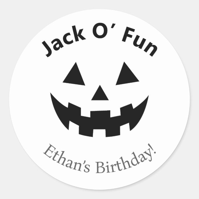 Halloween Birthday Party | Jack O’ Fun Pumpkin  Classic Round Sticker (Front)