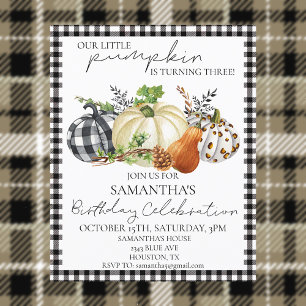 Halloween Birthday Party Kids Pumpkin Plaid