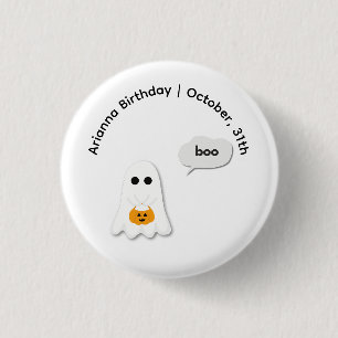 Halloween Birthday Party Minimal Ghost Design 3 Cm Round Badge