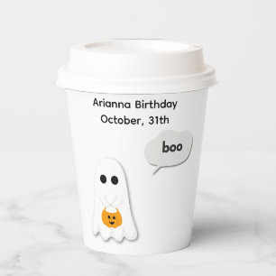 Halloween Birthday Party   Minimal Ghost Design Paper Cups