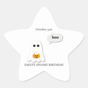 Halloween Birthday Party   Minimal Ghost Design Star Sticker