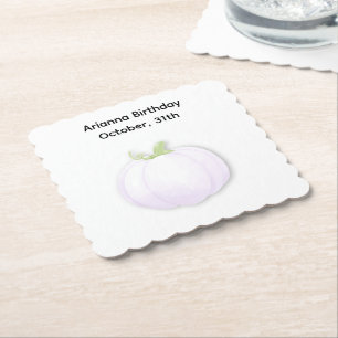 Halloween Birthday Party Minimal Pumpkin Design Paper Coaster