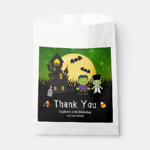 Halloween Birthday Party Monsters Green Favour Bag