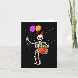 Halloween Birthday Party Outfit Skeleton Birthday Card