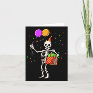 Halloween Birthday Party Outfit Skeleton Birthday  Card
