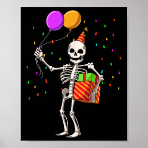 Halloween Birthday Party Outfit Skeleton Birthday Poster