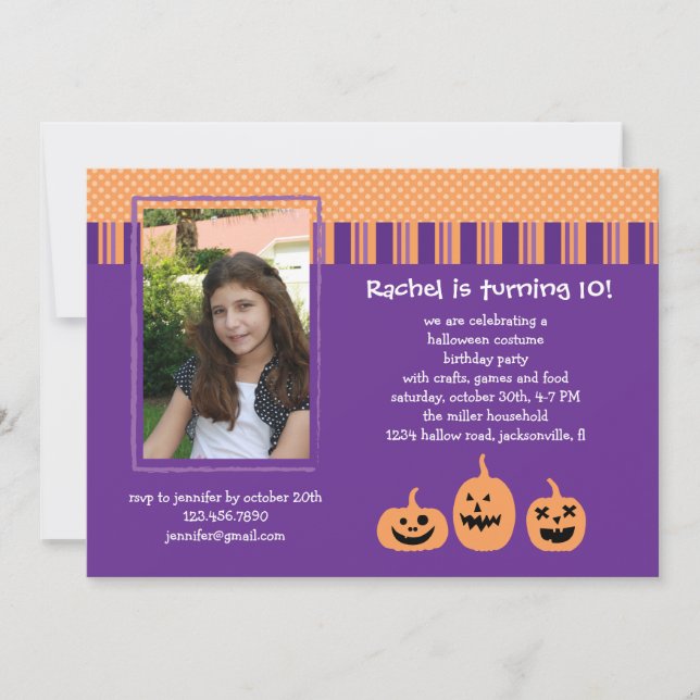 Halloween Birthday Party Photo Invitation (Front)