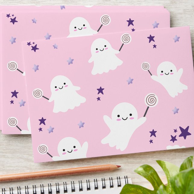 Halloween Birthday Party Pink Girl Cute Ghost Envelope (Creator Uploaded)