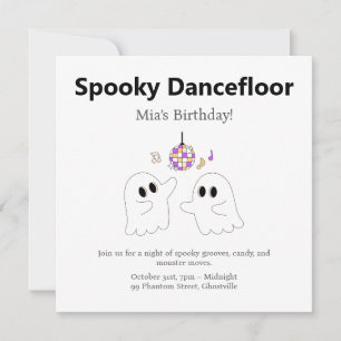 Halloween Birthday Party   Spooky Dancefloor Ghost Holiday Card