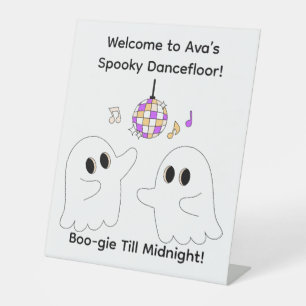 Halloween Birthday Party   Spooky Dancefloor Ghost Pedestal Sign