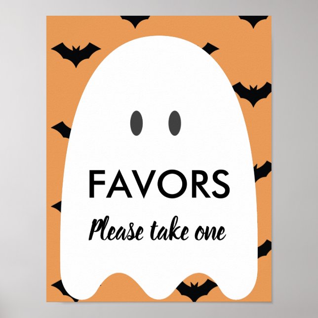 Halloween Birthday Please take one Favours Sign (Front)