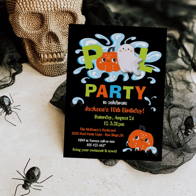 Halloween BIrthday Pool Party Invitation (Creator Uploaded)