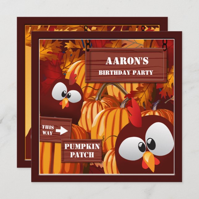 Halloween Birthday Pumpkin Patch Kid's Invitation (Front/Back)