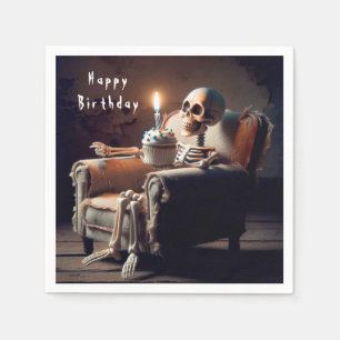 Halloween Birthday Skeleton  Napkin