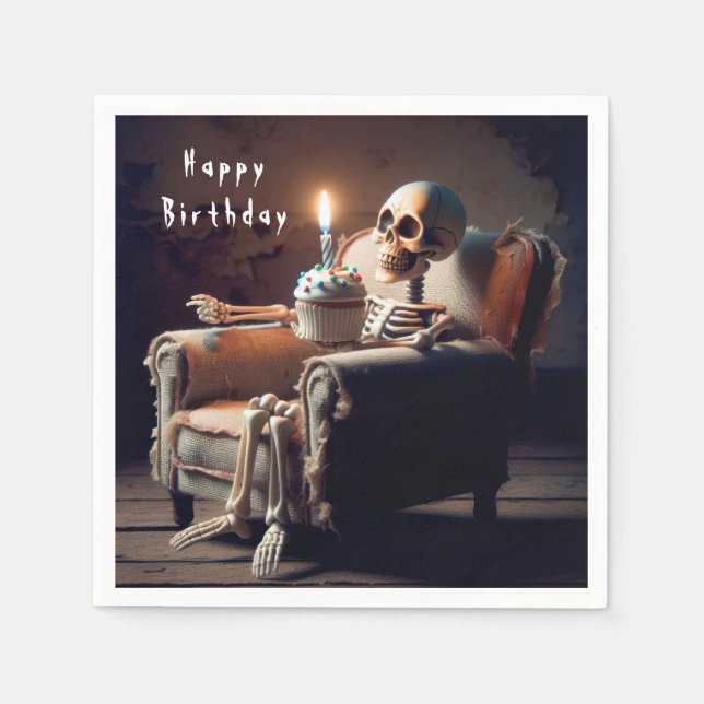 Halloween Birthday Skeleton  Napkin (Front)