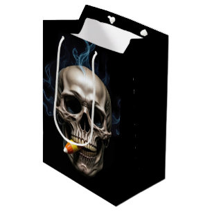 Halloween Birthday Smoking Skull Biting Candy Corn Medium Gift Bag