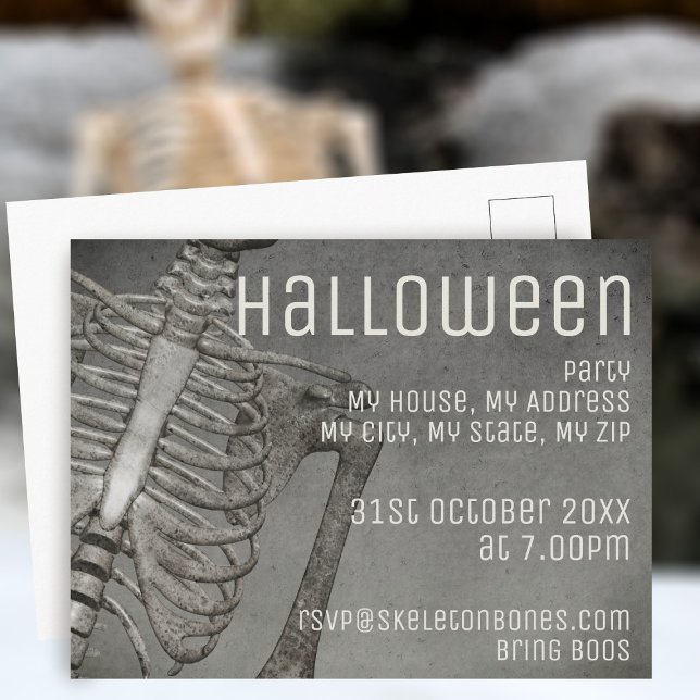 Halloween Birthday Spooky Skeleton Party Postcard (Spooky!)