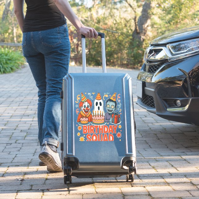 Halloween Birthday Squad Creepy Clown Ghost Zombie (Suitcase Insitu)