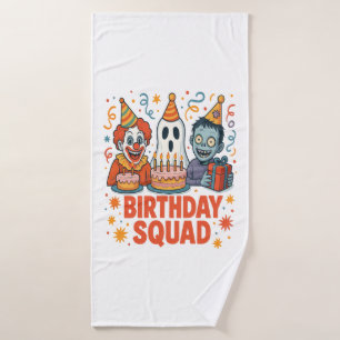 Halloween Birthday Squad Creepy Clown Ghost Zombie Bath Towel