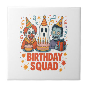 Halloween Birthday Squad Creepy Clown Ghost Zombie Ceramic Tile