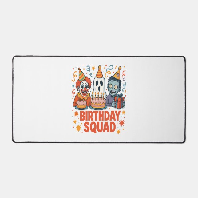Halloween Birthday Squad Creepy Clown Ghost Zombie Desk Mat (Front)