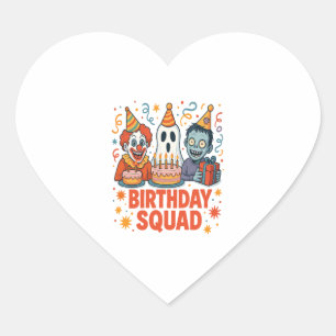 Halloween Birthday Squad Creepy Clown Ghost Zombie Heart Sticker
