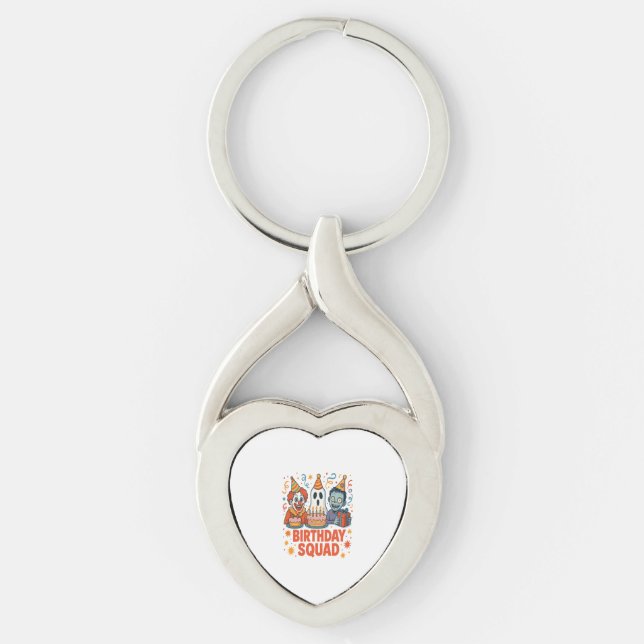 Halloween Birthday Squad Creepy Clown Ghost Zombie Key Ring (Front)
