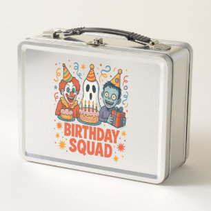 Halloween Birthday Squad Creepy Clown Ghost Zombie Metal Lunch Box