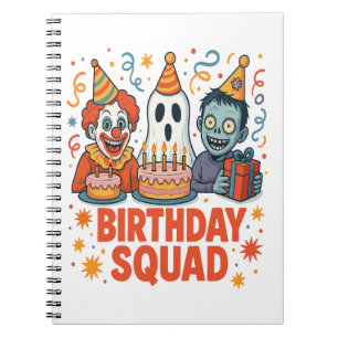 Halloween Birthday Squad Creepy Clown Ghost Zombie Notebook