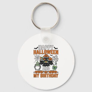 Halloween Birthday Vintage Pumpkin Party Design_1 Key Ring