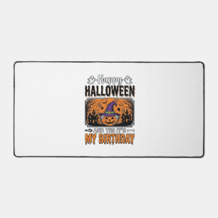 Halloween Birthday Witch Pumpkin Vintage Shirt Des Desk Mat
