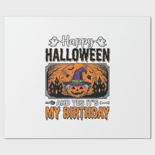 Halloween Birthday Witch Pumpkin Vintage Shirt Des Wrapping Paper