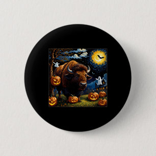 Halloween Bison Starry Night 6 Cm Round Badge