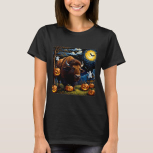 Halloween Bison Starry Night T-Shirt