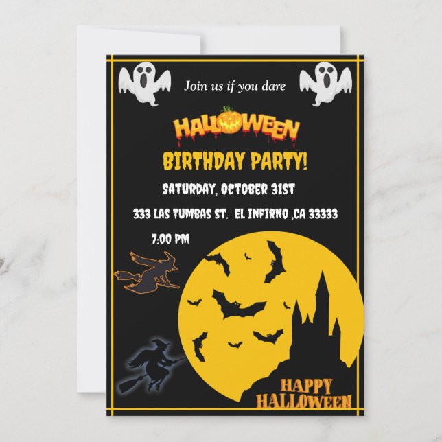 Halloween Bithday party Invitation (Front)