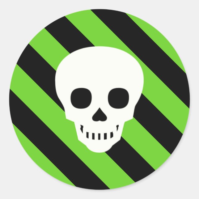 Halloween Black and Green Stripes Pattern Classic Round Sticker (Front)