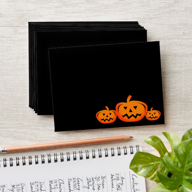 Halloween black and orange jack o lantern design envelope (Stacked)