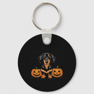 Halloween Black And Tan Dachshund Dog With Key Ring