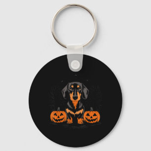 Halloween Black And Tan Dachshund Dog With Key Ring