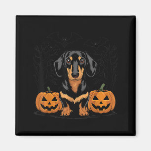 Halloween Black And Tan Dachshund Dog With Magnet
