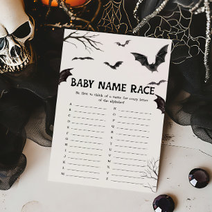 Halloween Black and White Bats Baby Name Race Game