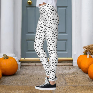Halloween Black and White Bats Leggings