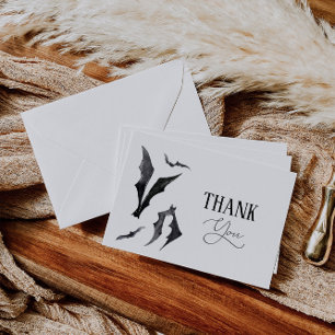 Halloween Black and White Bats Thank You Card
