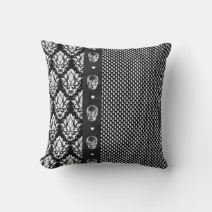 Halloween black and white gothic cushion