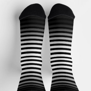 Halloween Black and White horizontal stripes ombre Socks