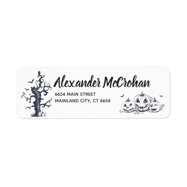Halloween Black and  White Little Pumpkin Return Address Label (Front)