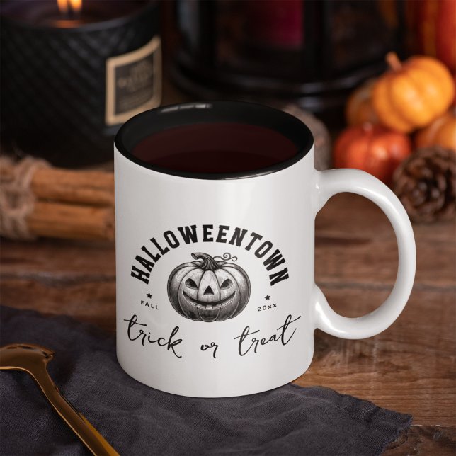 Halloween Black and White Pumpkin Trick or Treat Mug (Creator Uploaded)