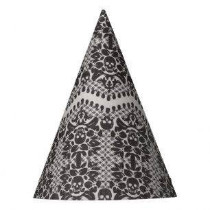 Halloween Black and White Skull Lace Party Hat